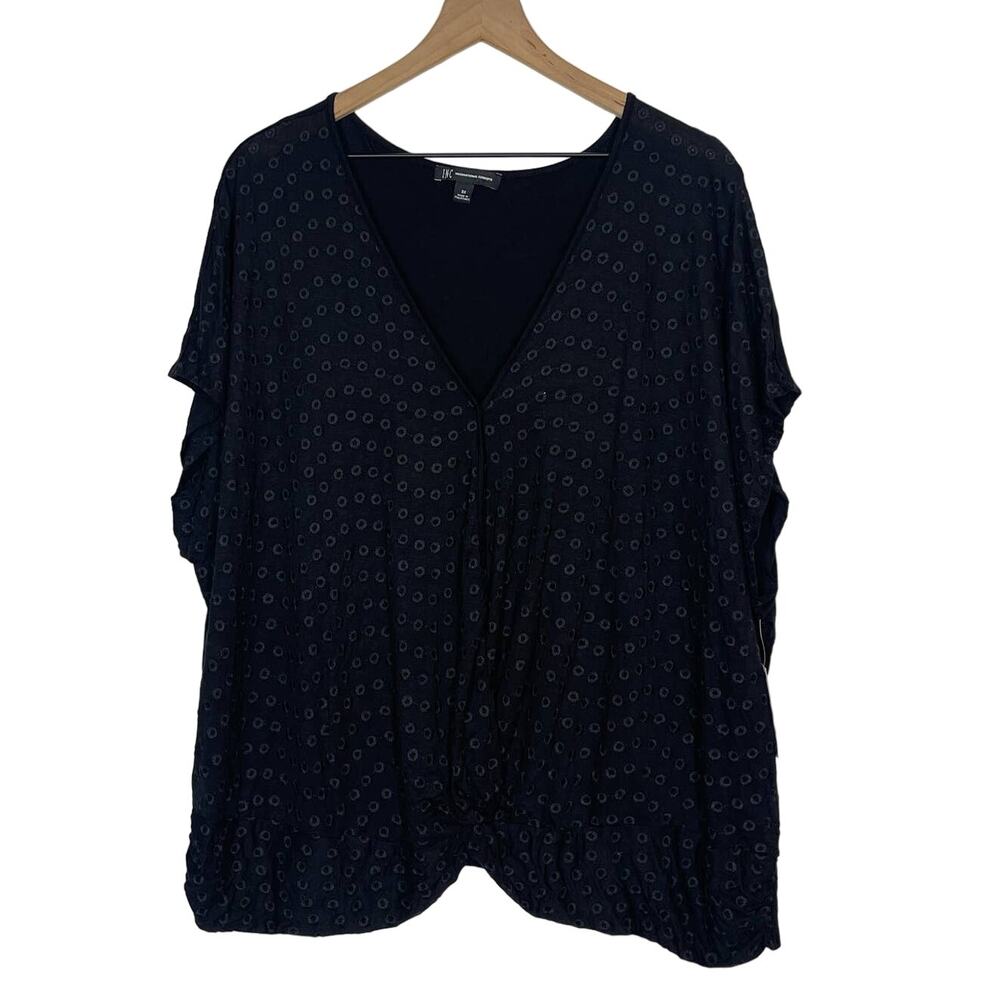 INC International‎ Concepts NWT Blouse Women's Size 3X Black Eyelet Twist Front